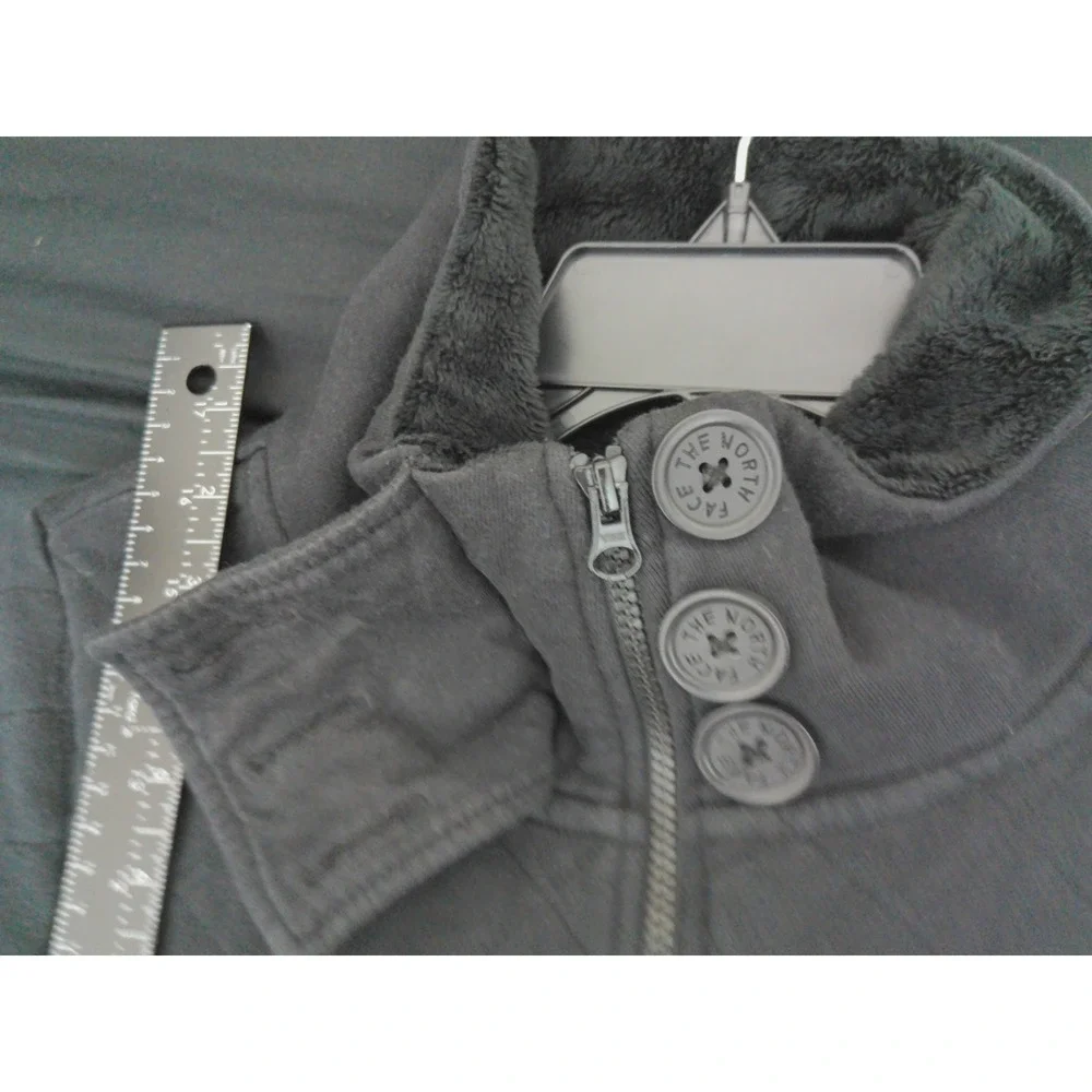 The North Face Quilted Jacket Womens M Black Full Zip Faux Fur FleeceFunnel Neck
